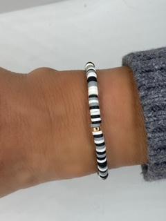 Black and White Vinyl Disc Bracelet with Roundels